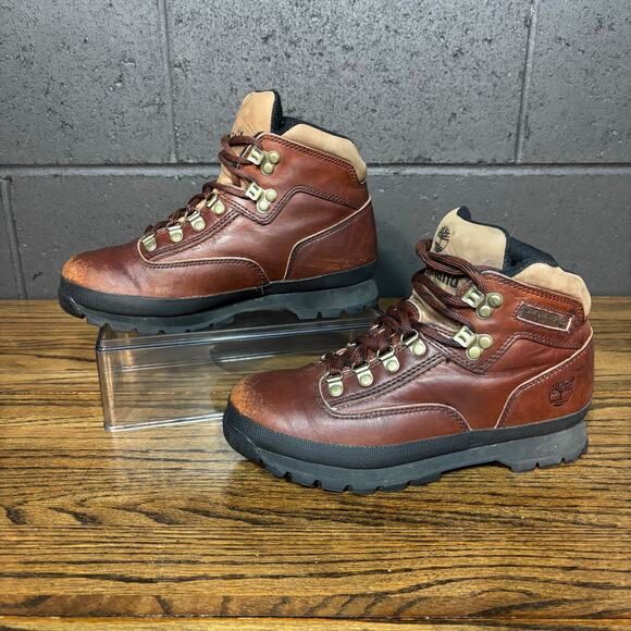Timberland Women’s Leather Hiking Boots Brown Lace Up 95563 Size 8 Trail Outdoor - Picture 1 of 9